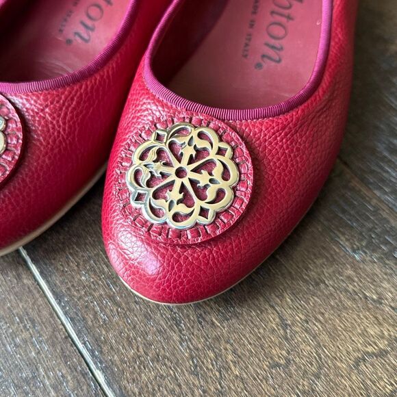 Brighton Aleta Ballerina flats shoes women’s size 7 lipstick red pebbled leather - Picture 2 of 9